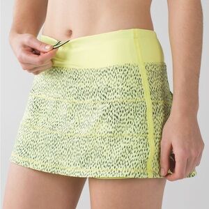 B-05 Lululemon Pace Rival Skirt II‎ Dottie Dash Clarity Yellow Black Tall